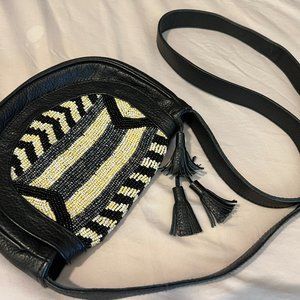 Beaded leather evening bag from Antik Batik, Paris, Bohemian crossbody style